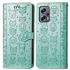 Funda de Cuero Cartera con Soporte Patron de Moda Carcasa S03D para Xiaomi Redmi Note 11T Pro+ Plus 5G Verde