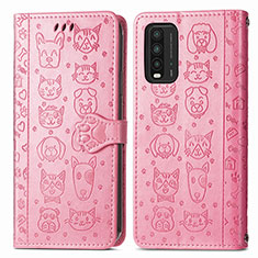 Funda de Cuero Cartera con Soporte Patron de Moda Carcasa S03D para Xiaomi Redmi Note 9 4G Oro Rosa