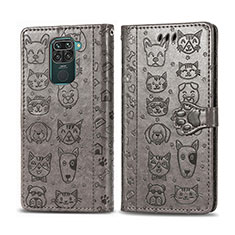 Funda de Cuero Cartera con Soporte Patron de Moda Carcasa S03D para Xiaomi Redmi Note 9 Gris