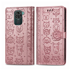 Funda de Cuero Cartera con Soporte Patron de Moda Carcasa S03D para Xiaomi Redmi Note 9 Oro Rosa