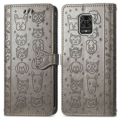 Funda de Cuero Cartera con Soporte Patron de Moda Carcasa S03D para Xiaomi Redmi Note 9 Pro Gris