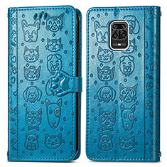 Funda de Cuero Cartera con Soporte Patron de Moda Carcasa S03D para Xiaomi Redmi Note 9S Azul