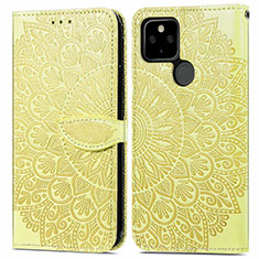 Funda de Cuero Cartera con Soporte Patron de Moda Carcasa S04D para Google Pixel 5a 5G Amarillo