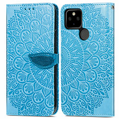 Funda de Cuero Cartera con Soporte Patron de Moda Carcasa S04D para Google Pixel 5a 5G Azul