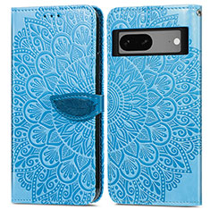 Funda de Cuero Cartera con Soporte Patron de Moda Carcasa S04D para Google Pixel 7 5G Azul