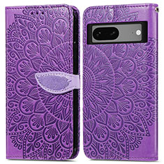 Funda de Cuero Cartera con Soporte Patron de Moda Carcasa S04D para Google Pixel 7 5G Morado