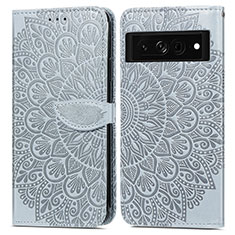 Funda de Cuero Cartera con Soporte Patron de Moda Carcasa S04D para Google Pixel 7 Pro 5G Gris