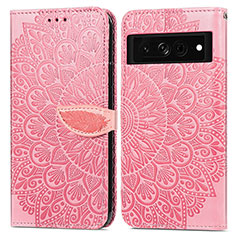 Funda de Cuero Cartera con Soporte Patron de Moda Carcasa S04D para Google Pixel 7 Pro 5G Oro Rosa