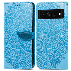 Funda de Cuero Cartera con Soporte Patron de Moda Carcasa S04D para Google Pixel 7a 5G Azul