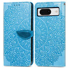 Funda de Cuero Cartera con Soporte Patron de Moda Carcasa S04D para Google Pixel 8 5G Azul