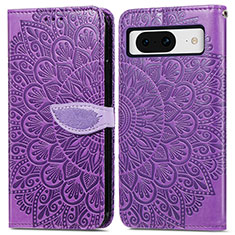 Funda de Cuero Cartera con Soporte Patron de Moda Carcasa S04D para Google Pixel 8 5G Morado