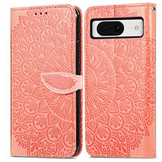 Funda de Cuero Cartera con Soporte Patron de Moda Carcasa S04D para Google Pixel 8 5G Naranja