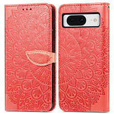 Funda de Cuero Cartera con Soporte Patron de Moda Carcasa S04D para Google Pixel 8 5G Rojo