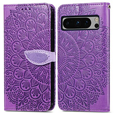 Funda de Cuero Cartera con Soporte Patron de Moda Carcasa S04D para Google Pixel 8 Pro 5G Morado