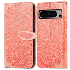 Funda de Cuero Cartera con Soporte Patron de Moda Carcasa S04D para Google Pixel 8 Pro 5G Naranja