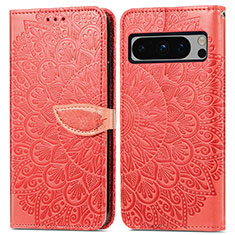 Funda de Cuero Cartera con Soporte Patron de Moda Carcasa S04D para Google Pixel 8 Pro 5G Rojo