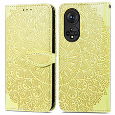 Funda de Cuero Cartera con Soporte Patron de Moda Carcasa S04D para Huawei Honor 50 5G Amarillo