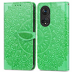 Funda de Cuero Cartera con Soporte Patron de Moda Carcasa S04D para Huawei Honor 50 5G Verde