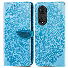 Funda de Cuero Cartera con Soporte Patron de Moda Carcasa S04D para Huawei Honor 50 Pro 5G Azul