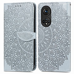 Funda de Cuero Cartera con Soporte Patron de Moda Carcasa S04D para Huawei Honor 50 Pro 5G Gris