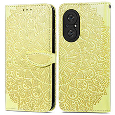 Funda de Cuero Cartera con Soporte Patron de Moda Carcasa S04D para Huawei Honor 50 SE 5G Amarillo