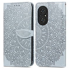 Funda de Cuero Cartera con Soporte Patron de Moda Carcasa S04D para Huawei Honor 50 SE 5G Gris