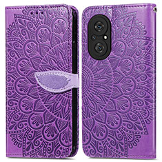 Funda de Cuero Cartera con Soporte Patron de Moda Carcasa S04D para Huawei Honor 50 SE 5G Morado