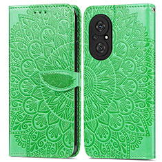 Funda de Cuero Cartera con Soporte Patron de Moda Carcasa S04D para Huawei Honor 50 SE 5G Verde