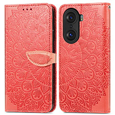 Funda de Cuero Cartera con Soporte Patron de Moda Carcasa S04D para Huawei Honor 60 Pro 5G Rojo