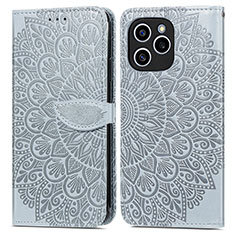 Funda de Cuero Cartera con Soporte Patron de Moda Carcasa S04D para Huawei Honor 60 SE 5G Gris