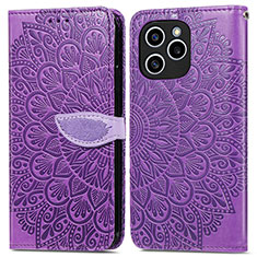 Funda de Cuero Cartera con Soporte Patron de Moda Carcasa S04D para Huawei Honor 60 SE 5G Morado