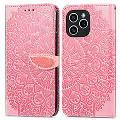 Funda de Cuero Cartera con Soporte Patron de Moda Carcasa S04D para Huawei Honor 60 SE 5G Oro Rosa