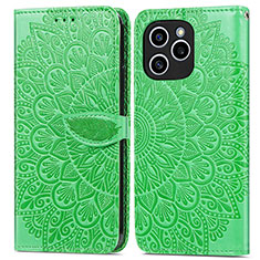 Funda de Cuero Cartera con Soporte Patron de Moda Carcasa S04D para Huawei Honor 60 SE 5G Verde