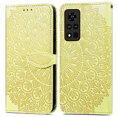 Funda de Cuero Cartera con Soporte Patron de Moda Carcasa S04D para Huawei Honor V40 5G Amarillo