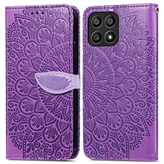 Funda de Cuero Cartera con Soporte Patron de Moda Carcasa S04D para Huawei Honor X30i Morado