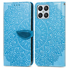 Funda de Cuero Cartera con Soporte Patron de Moda Carcasa S04D para Huawei Honor X8 4G Azul