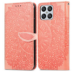 Funda de Cuero Cartera con Soporte Patron de Moda Carcasa S04D para Huawei Honor X8 4G Naranja