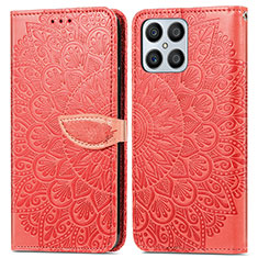 Funda de Cuero Cartera con Soporte Patron de Moda Carcasa S04D para Huawei Honor X8 4G Rojo