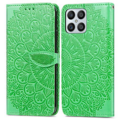 Funda de Cuero Cartera con Soporte Patron de Moda Carcasa S04D para Huawei Honor X8 4G Verde