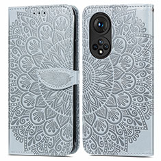 Funda de Cuero Cartera con Soporte Patron de Moda Carcasa S04D para Huawei Nova 9 Gris