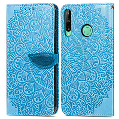 Funda de Cuero Cartera con Soporte Patron de Moda Carcasa S04D para Huawei P40 Lite E Azul