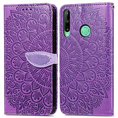 Funda de Cuero Cartera con Soporte Patron de Moda Carcasa S04D para Huawei Y7p Morado