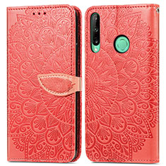 Funda de Cuero Cartera con Soporte Patron de Moda Carcasa S04D para Huawei Y7p Rojo