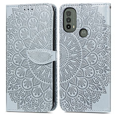 Funda de Cuero Cartera con Soporte Patron de Moda Carcasa S04D para Motorola Moto E20 Gris