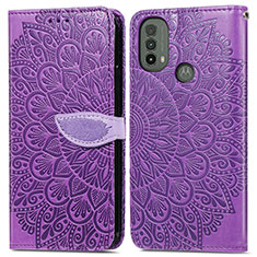 Funda de Cuero Cartera con Soporte Patron de Moda Carcasa S04D para Motorola Moto E20 Morado