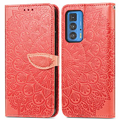 Funda de Cuero Cartera con Soporte Patron de Moda Carcasa S04D para Motorola Moto Edge 20 Pro 5G Rojo