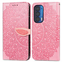 Funda de Cuero Cartera con Soporte Patron de Moda Carcasa S04D para Motorola Moto Edge (2021) 5G Oro Rosa