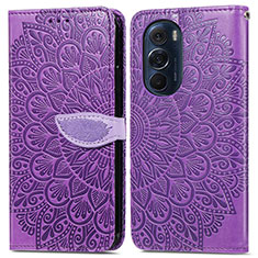 Funda de Cuero Cartera con Soporte Patron de Moda Carcasa S04D para Motorola Moto Edge 30 Pro 5G Morado