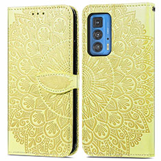 Funda de Cuero Cartera con Soporte Patron de Moda Carcasa S04D para Motorola Moto Edge S Pro 5G Amarillo