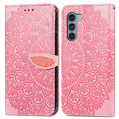 Funda de Cuero Cartera con Soporte Patron de Moda Carcasa S04D para Motorola Moto Edge S30 5G Oro Rosa